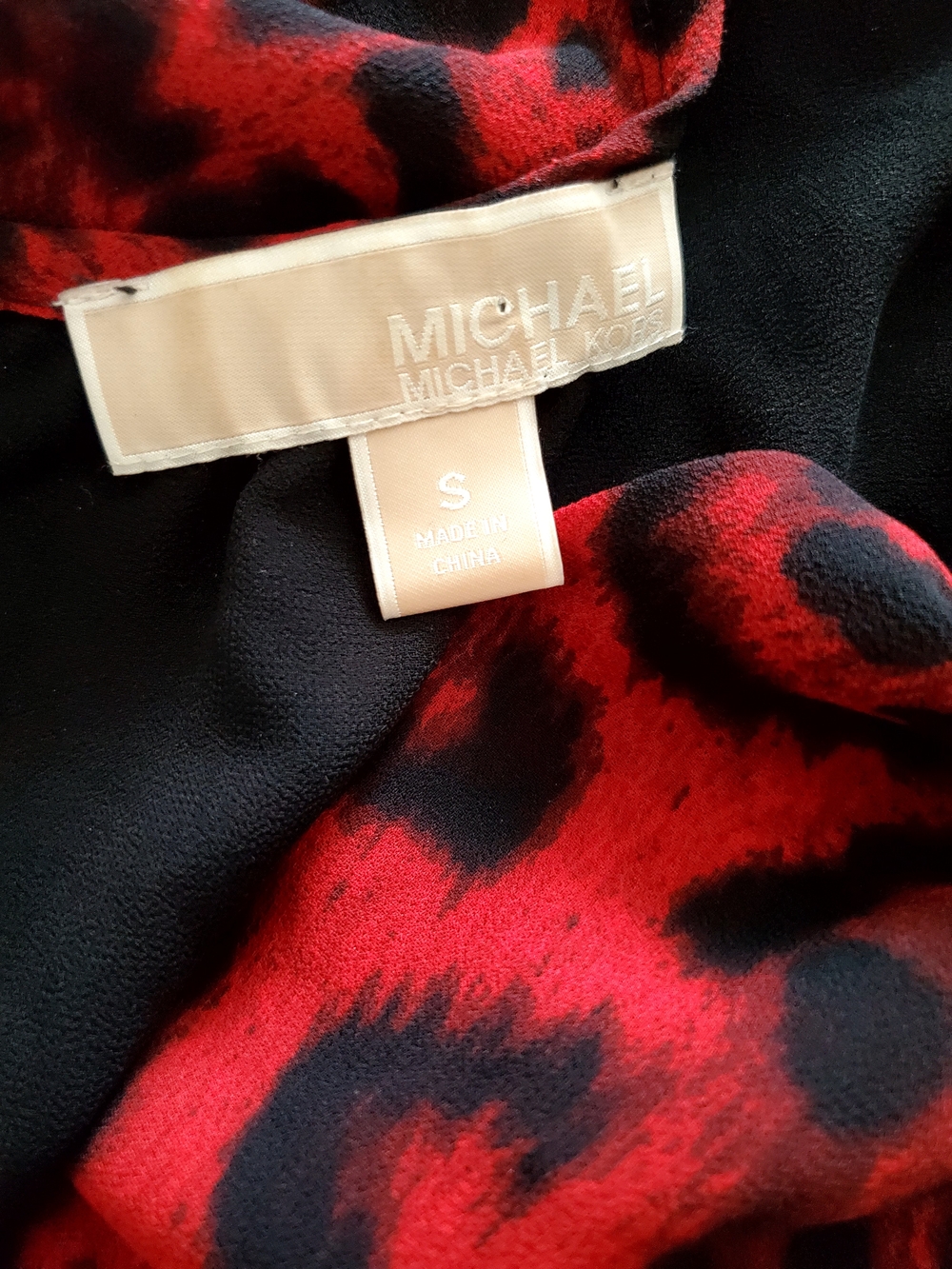 Michael Kors Red Leopard Print Long Sleeve Women’s Dress - Picture 4 of 5